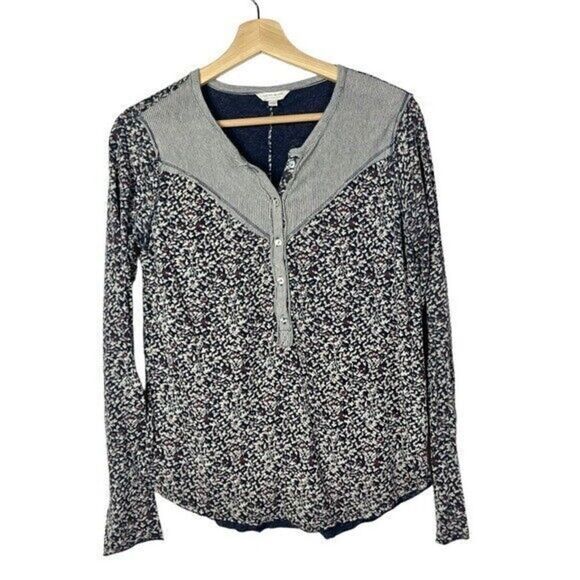 Lucky Brand Blue & Purple Floral Long Sleeve Blouse XS - Picture 1 of 4